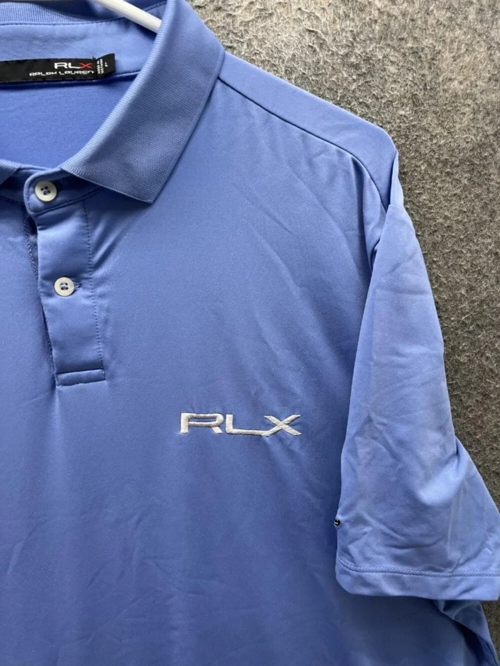 RLX Ralph Lauren Polo Shirt Mens Large Blue Solid Golf Performance Stretch